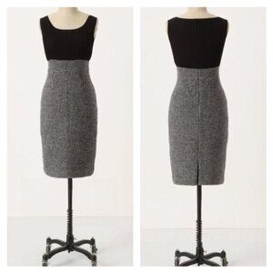 Anthropologie Sparrow Vapor Rise Sleeveless Wool Dress in Black Herringbone